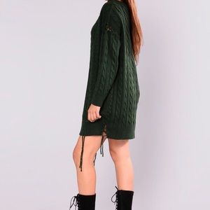 Dark green sweater dress